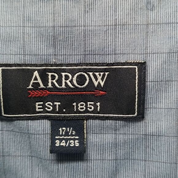 🎁5/$25  Arrow Shirt Men's Size 17 1/2 34/35 Long Sleeve Full Button Casual - Picture 6 of 11